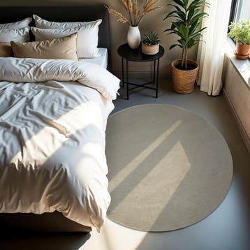 Kortpolig vloerkleed Soft Zone - Ø 120 cm, zandkleur, Verzenden, Nieuw