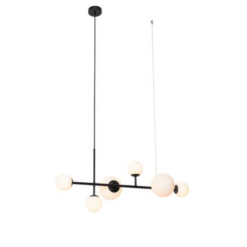 Moderne hanglamp zwart met mat glas 6-lichts - Monaco, Verzenden, Nieuw, Design
