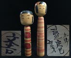 Set van 2 / Japanse vintage houten kokeshi-pop (H:31-36cm) -