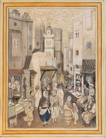 Mohammed Racim ( attribué à ) - Dessin préparatoire pour