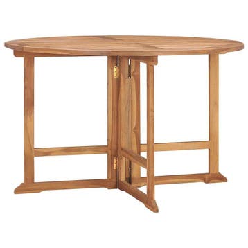 vidaXL Tuintafel inklapbaar Ø110x75 cm massief teakhout, Verzenden, Nieuw, Hout