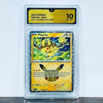 Pokémon Graded card - Pikachu Holo 051 - Pokemon - GG 10, Nieuw