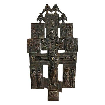 Crucifix - Messing, Reizen orthodox - 1750-1800, Antiek en Kunst