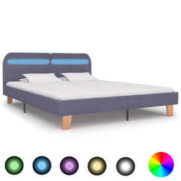 vidaXL Bedframe met LED stof lichtgrijs 160x200 cm, Verzenden, 200 cm, 160 cm, Nieuw