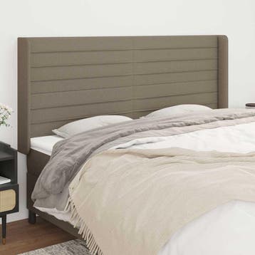 vidaXL Hoofdbord met randen 203x16x118/128 cm stof taupe, Verzenden, Nieuw, Stof