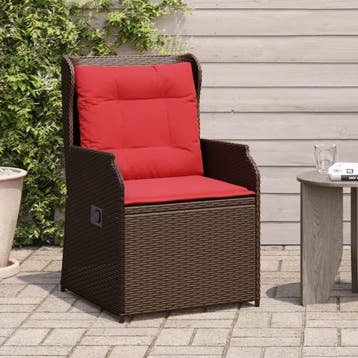 vidaXL Ligstoelen voor in de tuin 2 st met kussens bruin, Tuin en Terras, Verzenden, Nieuw