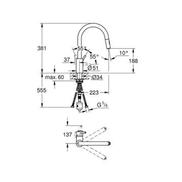 Keukenmengkraan Grohe Concetto met Uittrekbare Dual Spray, Doe-het-zelf en Verbouw, Sanitair, Ophalen of Verzenden, Nieuw