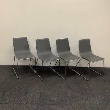 complete set van 4 stuks Johanson Speed stoelen, antraciet, Ophalen of Verzenden, Gebruikt, Leer