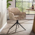 *WOONWINKEL* Draaibare Eetkamerstoel Velours Zand, Huis en Inrichting, Stoelen, Verzenden, Nieuw, Stof