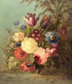 École Française (XIX) - Petite Fantaisie Florale, Antiek en Kunst, Kunst | Schilderijen | Klassiek