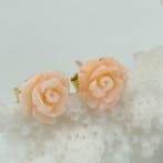 Koraal - Zilver, Verguld - Oorbellen - Roze koraal, Antiek en Kunst