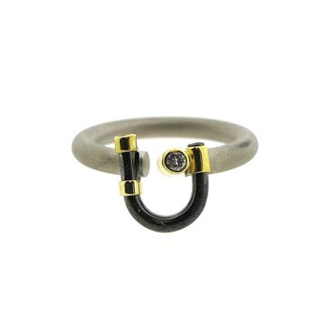 Tricolor ring met diamant; 0,06 ct., Sieraden, Tassen en Uiterlijk, Ringen, Overige materialen, Gebruikt, Overige kleuren, Ophalen of Verzenden