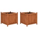 vidaXL Plantenbakken verhoogd 2 st 50x50x50 cm vurenhout, Verzenden, Minder dan 60 cm, Nieuw, Hout