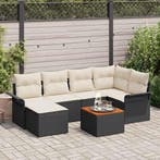 vidaXL Tuinbankenset met kussen 7 pcs Zwart poly rattan, Verzenden, Nieuw, Rotan