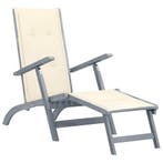 Terrasstoel met voetensteun en kussen massief acaciahout, Tuin en Terras, Tuinstoelen, Verzenden, Nieuw