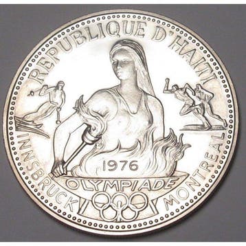 Haïti. 50 Gourdes 1974 Montreal_innsbruck Olympic Games, Postzegels en Munten