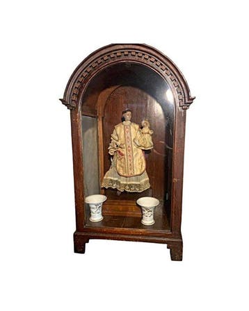 Beeld, Sint Antonius met kind - 70 cm - Was, Textiel, Hout,