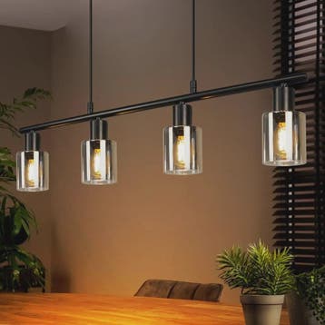Vintage Zwarte Industriële Hanglamp voor Eettafel - 4-lichts, Verzenden, Nieuw