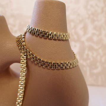 Gouden panter schakelcollier (Ketting), Ophalen of Verzenden, Gebruikt, Goud, Goud