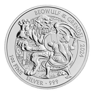 Beowulf and Grendel 1 oz Zilver 2024 British Myths and, Verzenden, Losse munt, Zilver