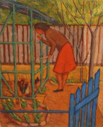Eduard Castells i Roca (1898-1976) - Visitando el gallinero, Antiek en Kunst