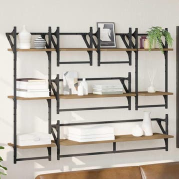 vidaXL Wandplankenset met plank 6 pcs Artisan Eiken 100 x 25, Huis en Inrichting, Woonaccessoires | Wandplanken en Boekenplanken
