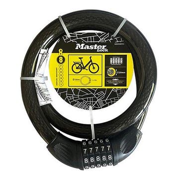 Cijferslot | Master Lock | 180 cm (Ø 2 mm, 5 cijfers), Fietsen en Brommers, Fietsaccessoires | Fietssloten, Verzenden, Nieuw