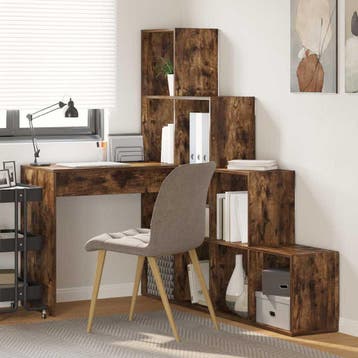vidaXL Hoekbureau Gerookt eiken 101,5 x 149,5 x 149,5 cm, Verzenden, Nieuw