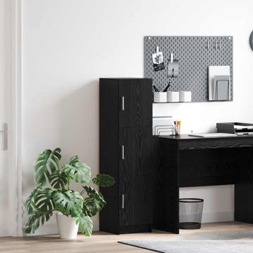vidaXL buffetkast Zwart Eiken 31.5 x 32 x 122.5 cm, Minder dan 50 cm, Verzenden, 100 tot 150 cm, Nieuw