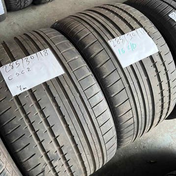 2 x Continental SportContact 2 285-30-18 Zomerbanden 7mm, 18 inch, Gebruikt, 285 mm, Ophalen of Verzenden