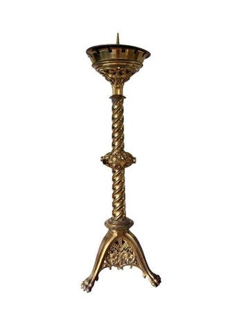 Kandelaar - Verguld messing - Grote Kerkkandelaar - 89 cm, Antiek en Kunst