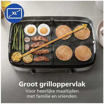 PHILIPS HD6222/90 Grillplaat Zwart, Ophalen of Verzenden, Zo goed als nieuw, PHILIPS