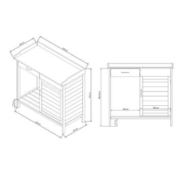 Tuinwerktafel Aliano oppottafel 98x48x94 cm grijs casa.pro, Verzenden, Nieuw