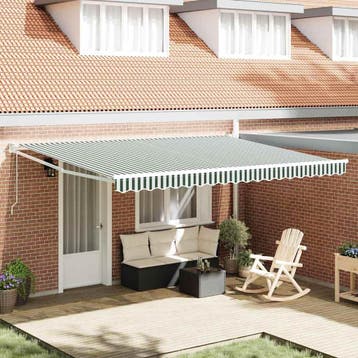 vidaXL Markies Groen en Wit 450 x 300 x 165 cm Polyester en, Tuin en Terras, Zonneschermen, Verzenden, Nieuw