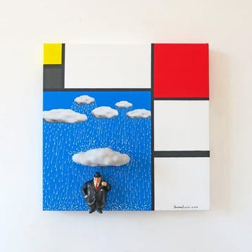 Dario Assisi - (Fat) Magritte in the Mondrian world 3d -