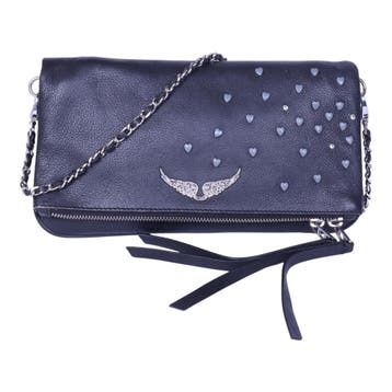 Zadig & Voltaire Rock Clutch Zwart Leer met Hartstuds, Verzenden, Zo goed als nieuw