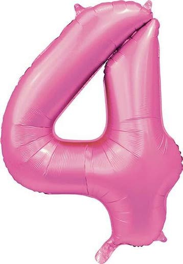 Folie Ballon Cijfer 4 Satin Roze 86 cm, Verzenden, Nieuw, Feestartikel, Verjaardag