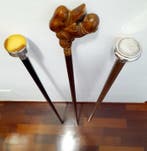 Wandelstok (3) - Verchroomd, Hars, Hout