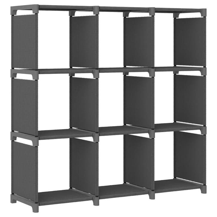vidaXL Kast met 9 vakken 103x30x107,5 cm stof grijs, Huis en Inrichting, Kasten | Boekenkasten, 25 tot 50 cm, Nieuw, Overige materialen