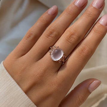 Zonder minimumprijs - Ring Verguld Quartz - Diamant -, Nieuw