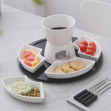 Keramische Fondue Set: Chocolade & Kaas Fondue met 4 Dipkomm, Verzenden, Nieuw