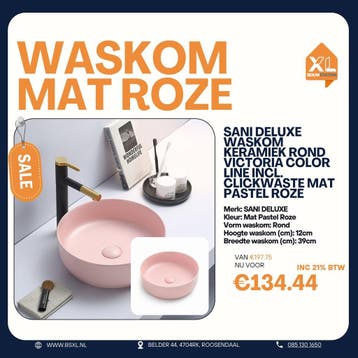 Mat roze ronde waskom 39 cm - OUTLET, Minder dan 50 cm, Nieuw, Ophalen of Verzenden, Minder dan 25 cm