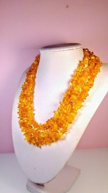 gepolijst - Barnsteen - Long Baltic Amber necklace - clear
