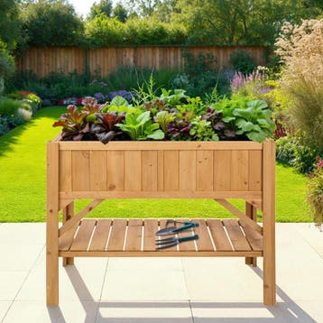 Hoge plantenbak met legplank 119x53x90cm - bruin, Verzenden, Nieuw