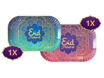 Eid Mubarak Dienblad Paars/Blauw (2st), Ophalen of Verzenden, Nieuw