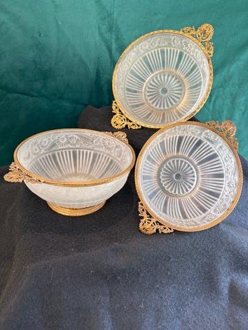 Lorrain Nancy France - Kom (3) - Set of 3 Gilt Bronze &