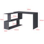 Hoekbureau met open kast Arendal 120x50x76,5 cm donkergrijs, Verzenden, Nieuw
