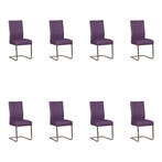 Set van 8 Leren eetkamerstoelen Remix - Toledo Aubergine, Ophalen of Verzenden, Nieuw, Leer, Vijf, Zes of meer stoelen