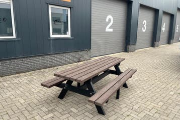 Rockwood® Picknicktafel Vlier - Zwaar Kunststof - Quartz, Ophalen of Verzenden, Nieuw, Rechthoekig, Hout