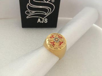 AJS - Supreme Honor Rode Kruis Ring 24-karaats goudlaag &